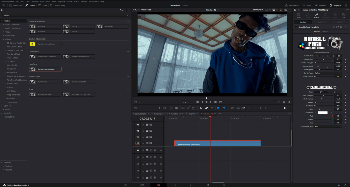 The Rumble Pack Camera Shake for DaVinci Resolve DEMO - GSMixedMediaDavinci Resolve Presets